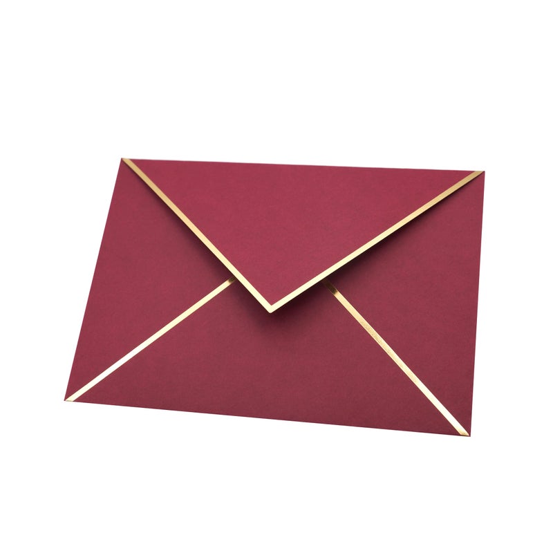 CHRIZ.Z A7 Envelopes - 25-Pack V Flap Foil Border Luxury Mailing Envelopes for 5"" x 7"" Cards - for Wedding, Invitations, Baby Shower, Graduation, Birthday, Bridal Shower, Christmas - 5.25"" x 7.25"" (Burgundy) - Image 3
